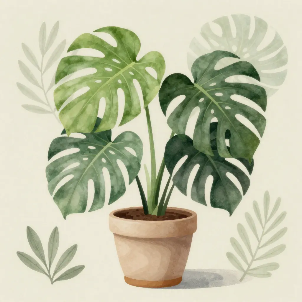Beautiful monstera plant in ceramic pot